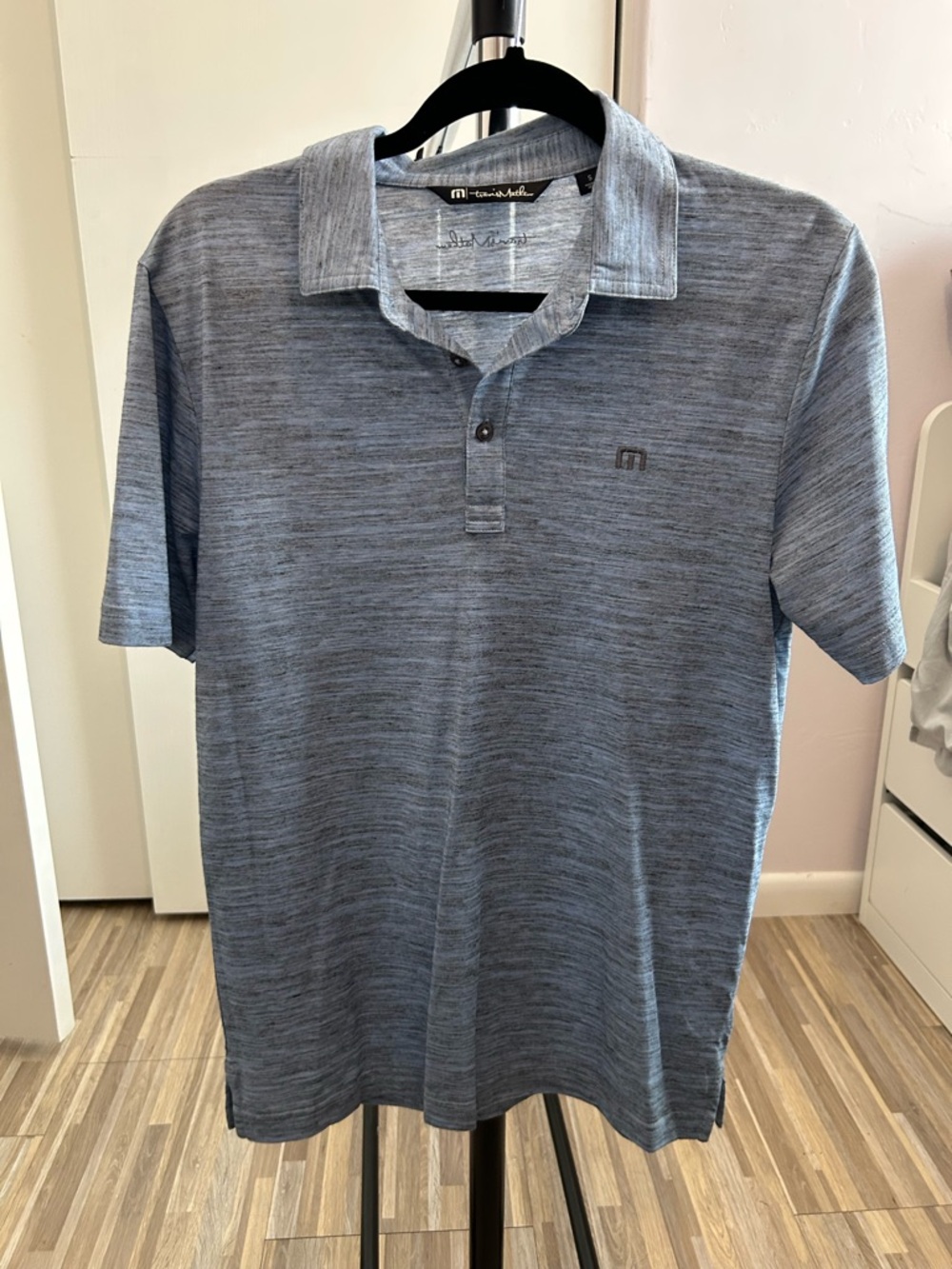 Travis Mathew Men's Heathered Light Blue Polo